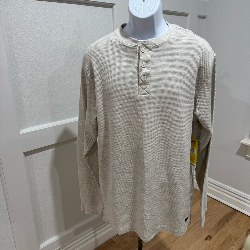NWT Stanley Men PullOver Oatmeal Shirt Sz M 1/4‎ Button Henley Long Sleeve